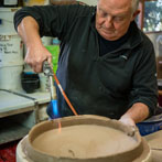 John Higgins at work in his studio 2018
